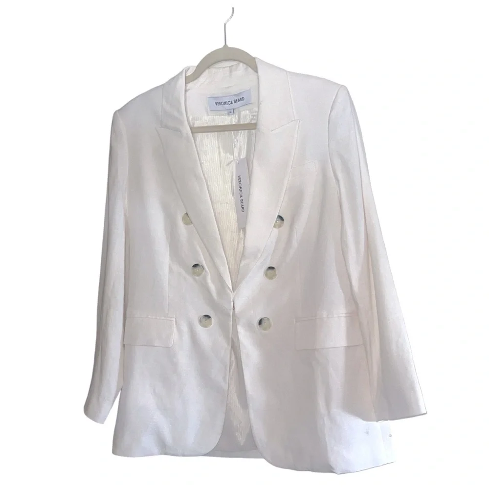 Veronica Beard Bexley Stretch-Linen Dickey Jacket - Size 10 - Picture 2 of 13